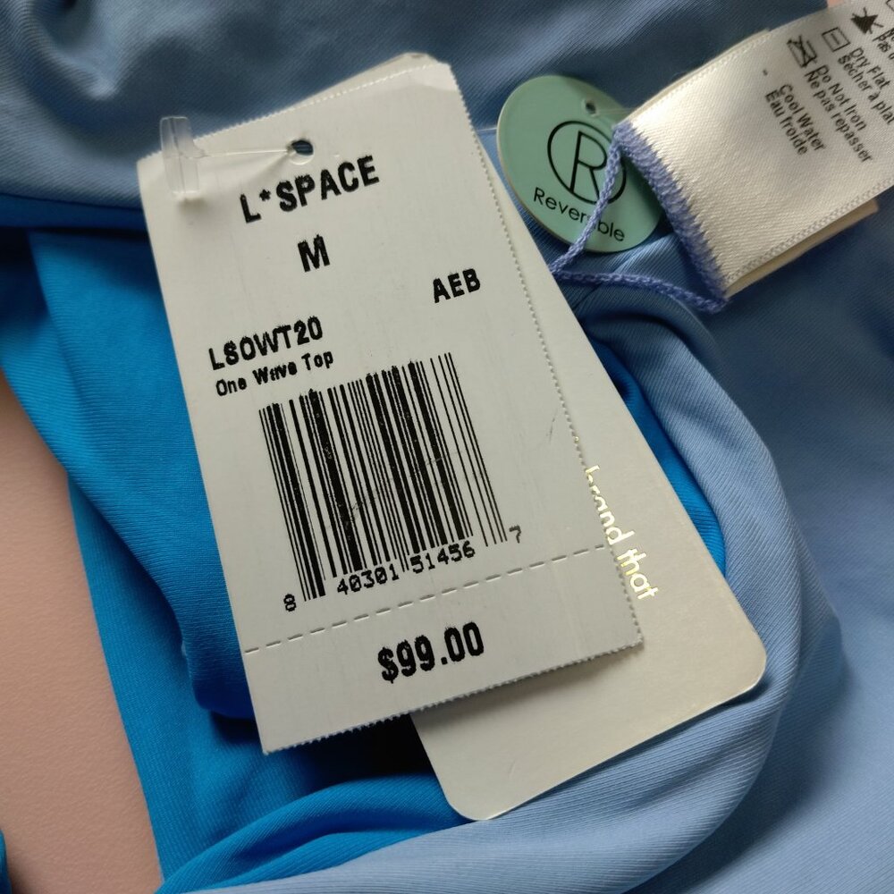 L*Space Women's Medium One Wave Aura & Electric Blue Reversible Bikini Top NEW - Picture 7 of 7